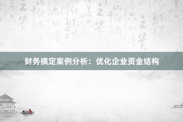 财务搞定案例分析：优化企业资金结构